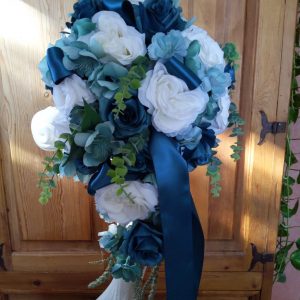 Turquoise Cascade Bridal Bouquet & Bout