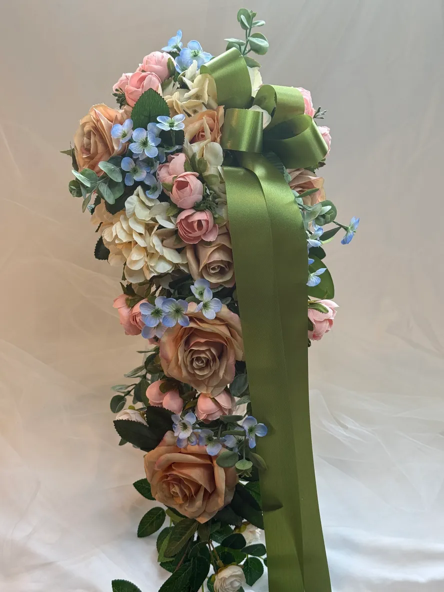 Peach and Brown 12 Piece Wedding Flowers Ensemble - Image 2