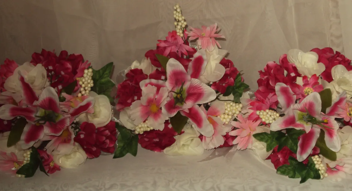 Pink Lily Bridal Wedding Flowers 8 Piece Package - Image 3
