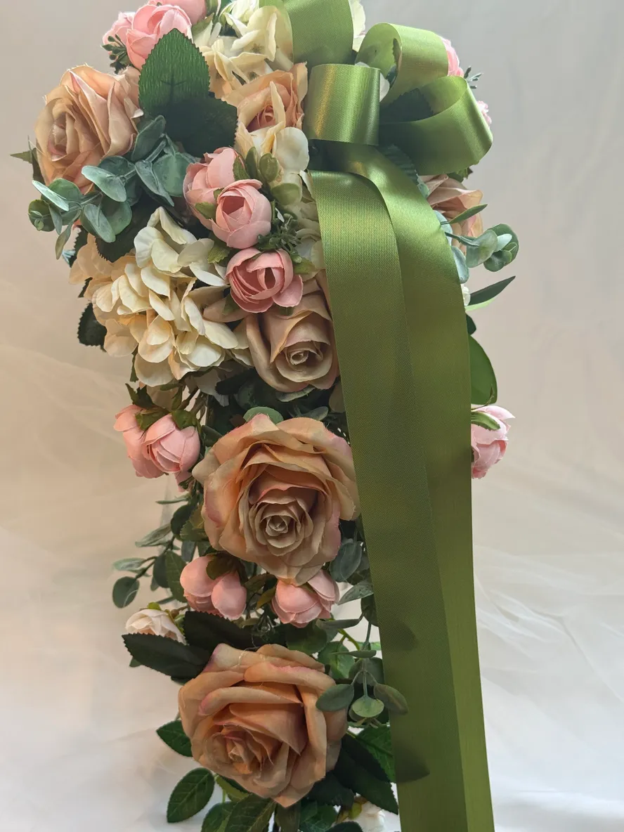 Peach and Brown 12 Piece Wedding Flowers Ensemble