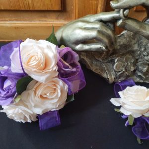 Purple Champagne Wedding Bouquet & Bout