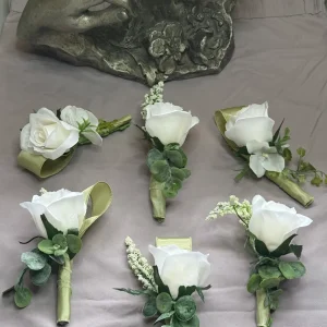 White Rose Magnetic Boutonnières Package of 6