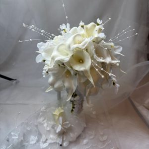 White Calla Lily Bridal Bouquet and Boutonniere
