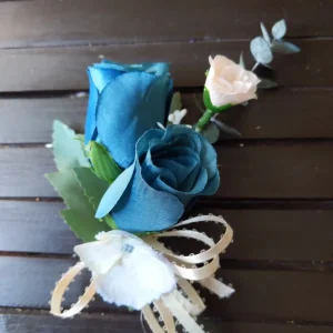 Blue and White Corsage