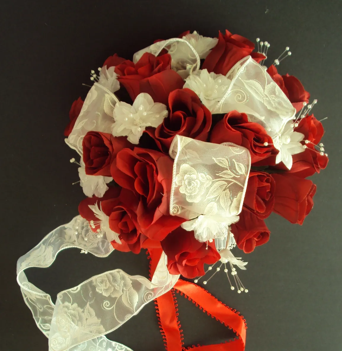 Red Roses Wedding Bridal Bouquet & Bout