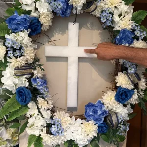 Royal Blue & White Sympathy Wreath 36"