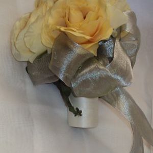Yellow Open Roses Bridal Wedding Bouquet & Matching Bout