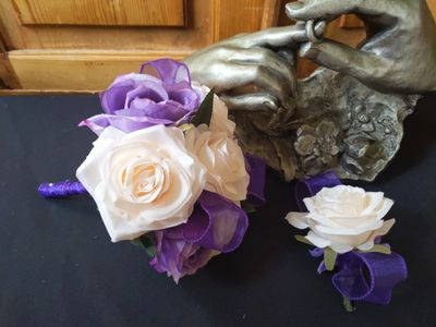 Purple Champagne Wedding Bouquet & Bout - Image 4