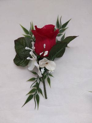 Red roses Cascading Bridal Bouquet & Bout