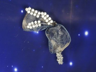 Silver Bling Bridal Wedding Bouquet, Wrist Corsage & Matching Bout - Image 2